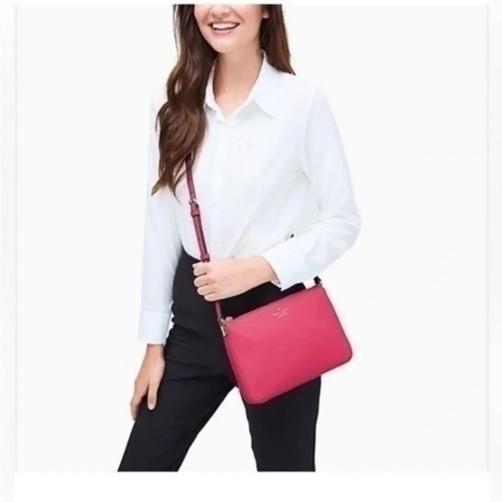Kate Spade Jackson Triple Gusset Maroon Crossbody Bag